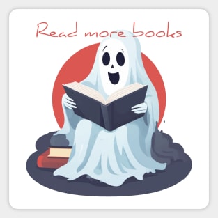 Kawaii Ghost Halloween Design - Read More Books Magnet